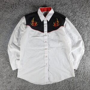 Vintage Country Charmers Men's Medium Western Pearl Snap Shirt Embroidered Phoen